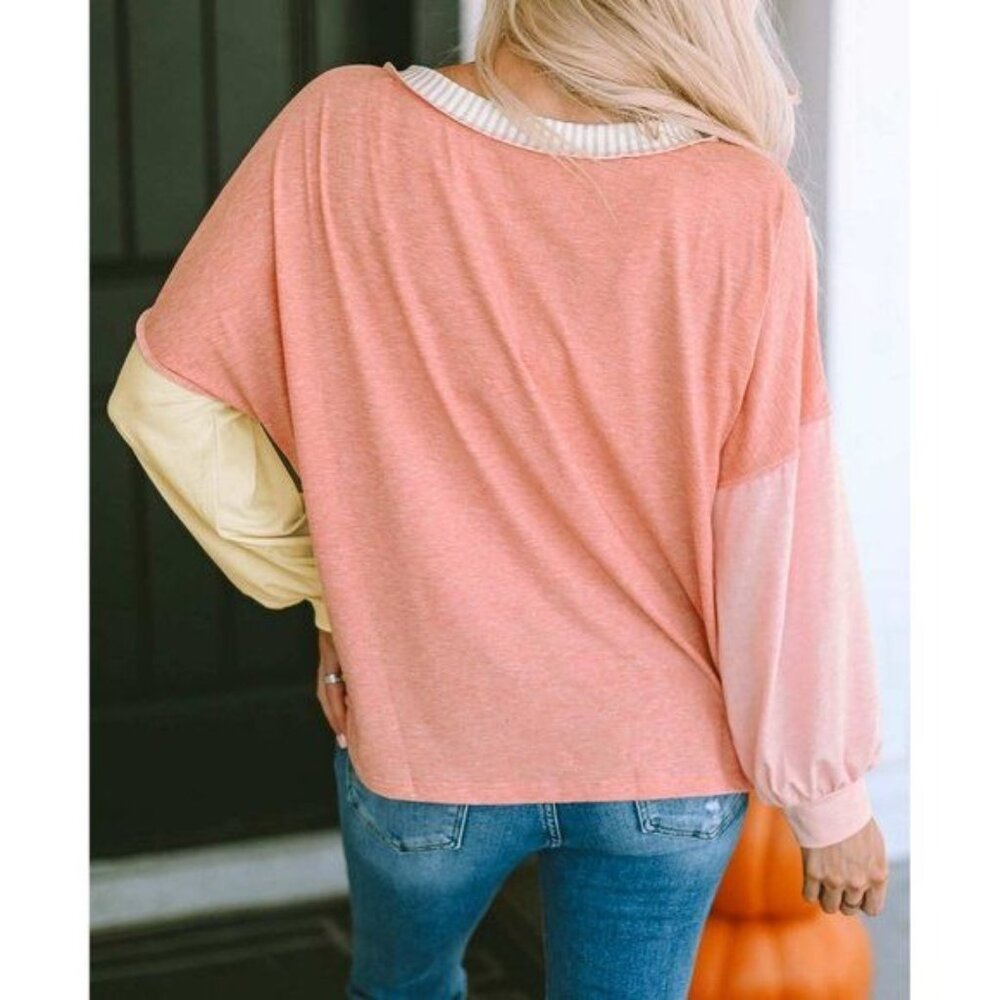 Striped Color Block Splicing Long Sleeve T Shirt X LARGE (9998) - Picture 6 of 8